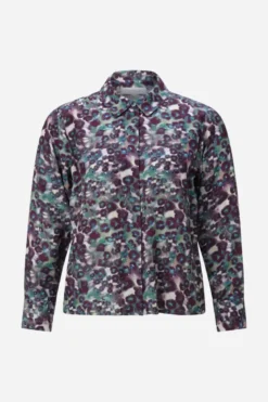 Hemdbluse mit floralem Aquarellprint