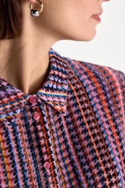 Hemdbluse mit Hahnentritt-Muster