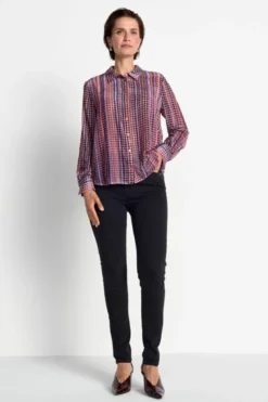 Hemdbluse mit Hahnentritt-Muster