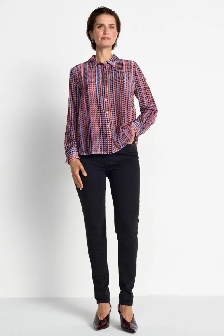 Hemdbluse mit Hahnentritt-Muster
