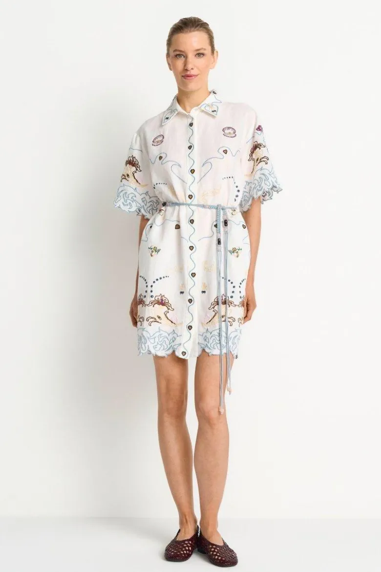 Hemdblusenkleid mit Muschelstickerei