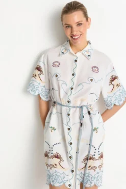 Hemdblusenkleid mit Muschelstickerei