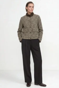 Jacke mit Karo-Muster aus Wollmix