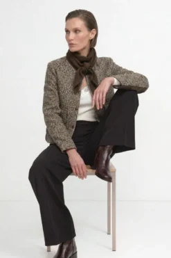 Jacke mit Karo-Muster aus Wollmix