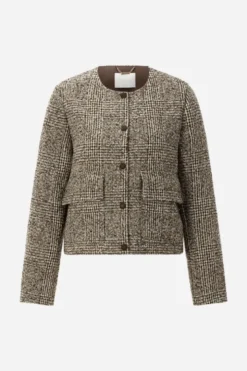 Jacke mit Karo-Muster aus Wollmix