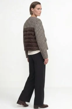 Jacke mit Karo-Muster aus Wollmix