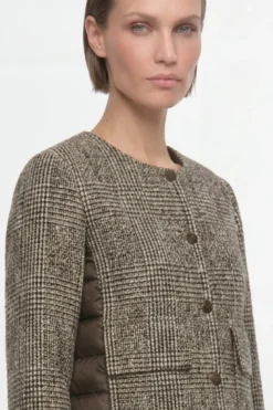 Jacke mit Karo-Muster aus Wollmix