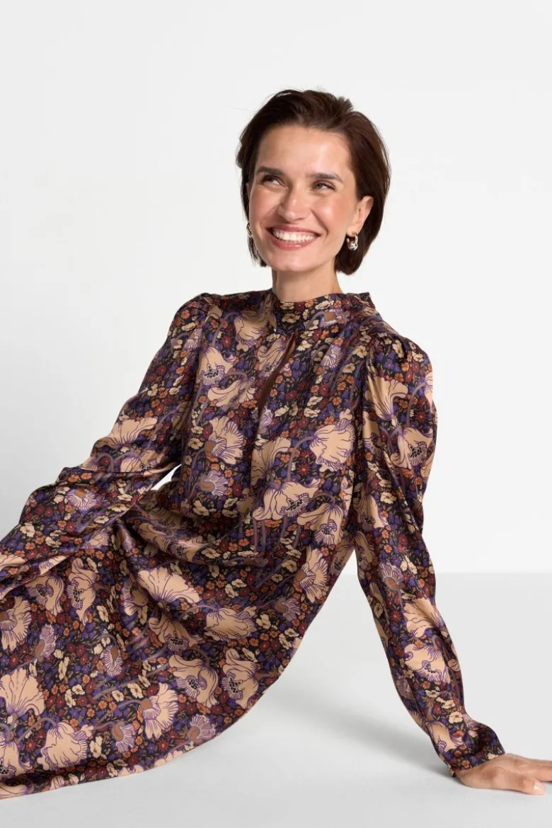 Kleid mit Blumenprint und Stehkragen