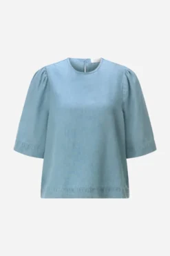 Kurzarmbluse im Denim-Look