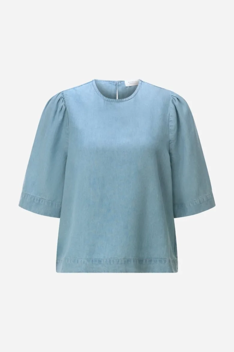 Kurzarmbluse im Denim-Look