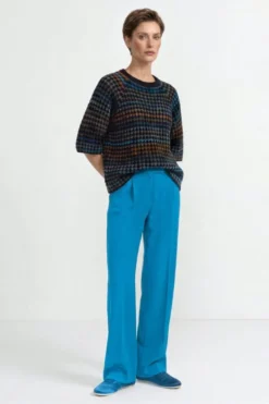 Kurzarm-Pullover mit Ajourstrick