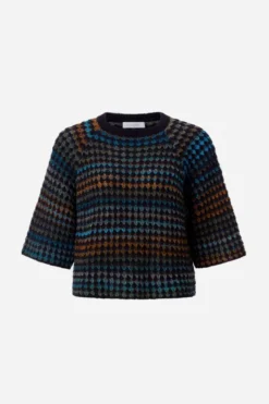 Kurzarm-Pullover mit Ajourstrick