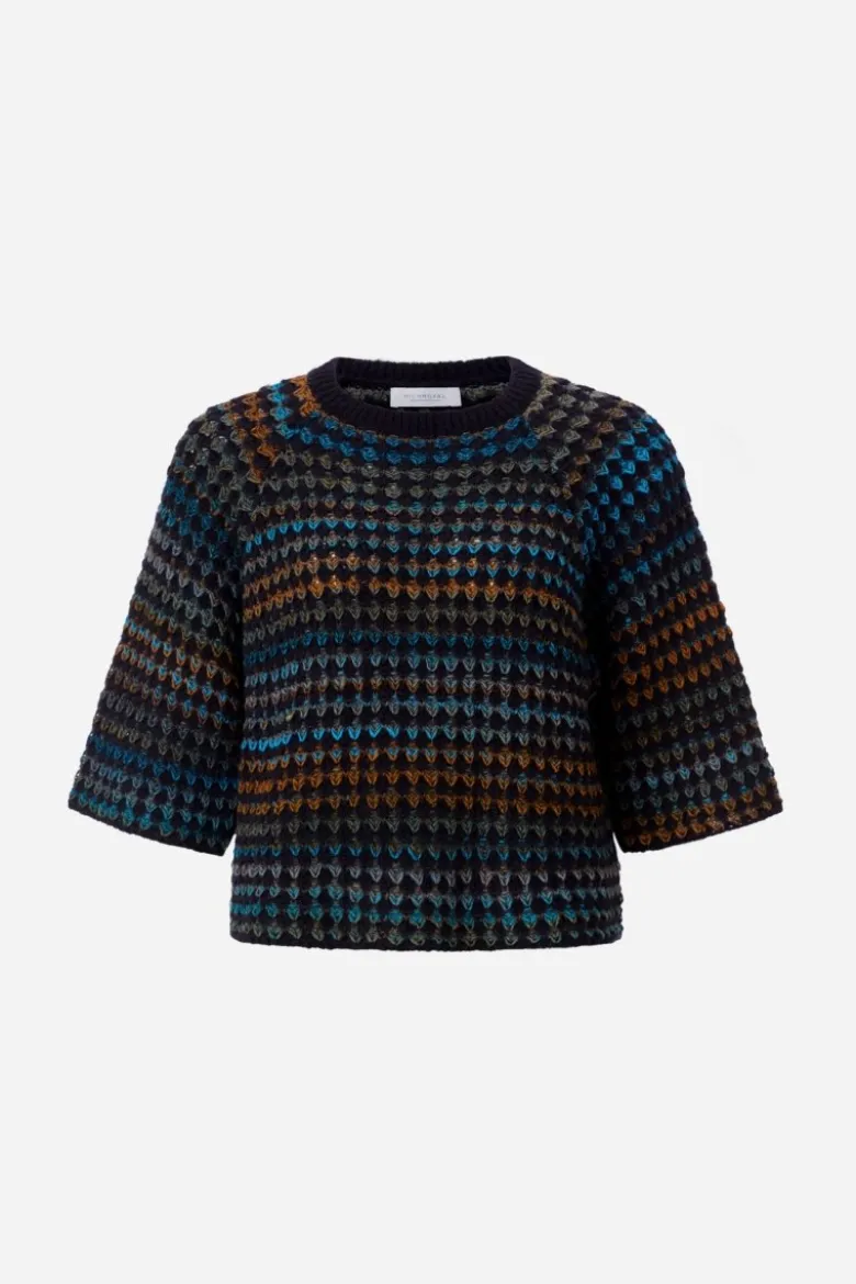 Kurzarm-Pullover mit Ajourstrick