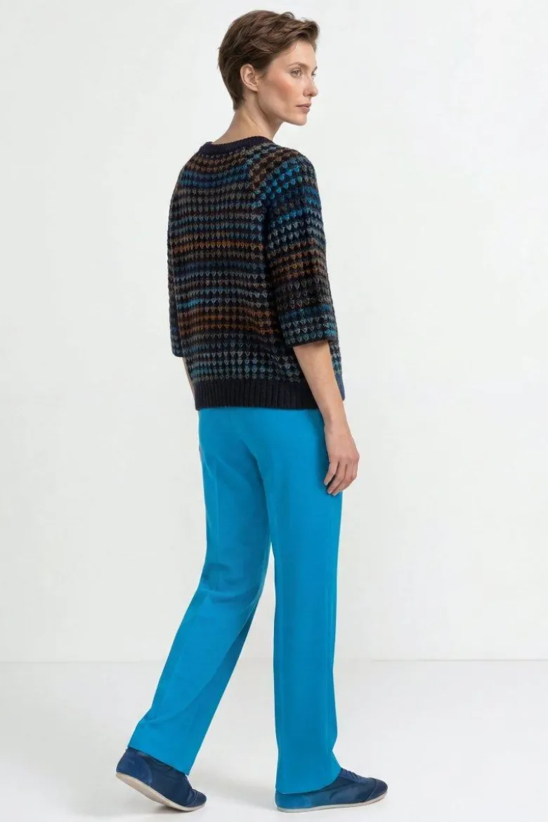 Kurzarm-Pullover mit Ajourstrick