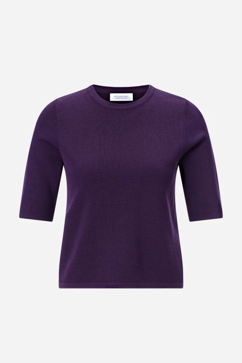 Kurzarm-Pullover mit Rippkragen
