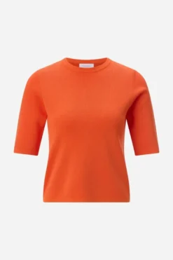 Kurzarm-Pullover mit Rippkragen