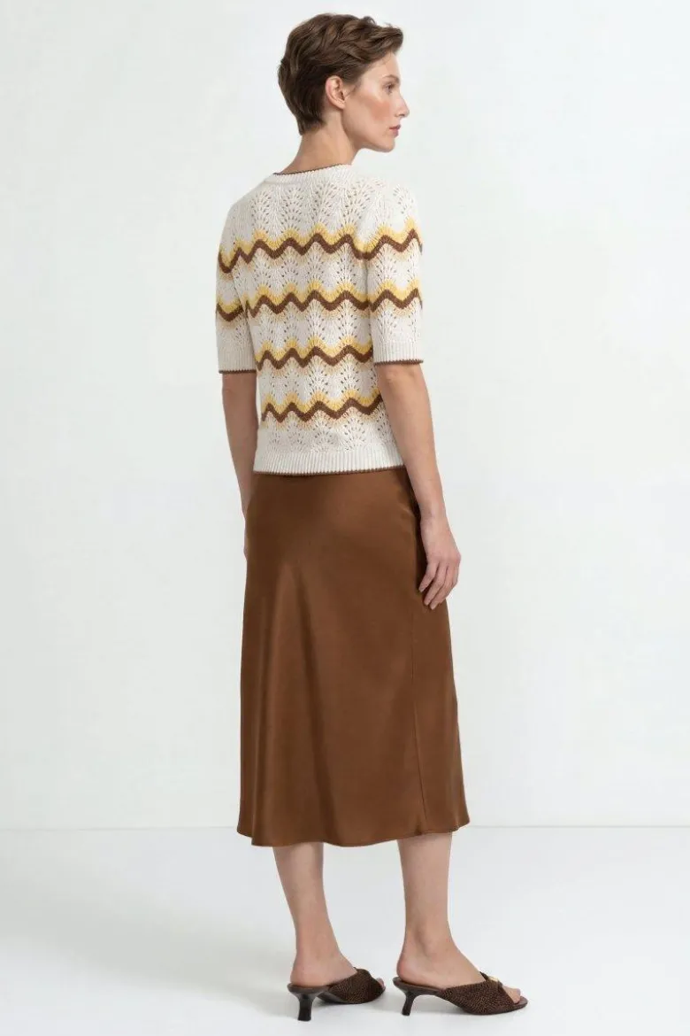 Kurzarm-Pullover mit Wellenmuster