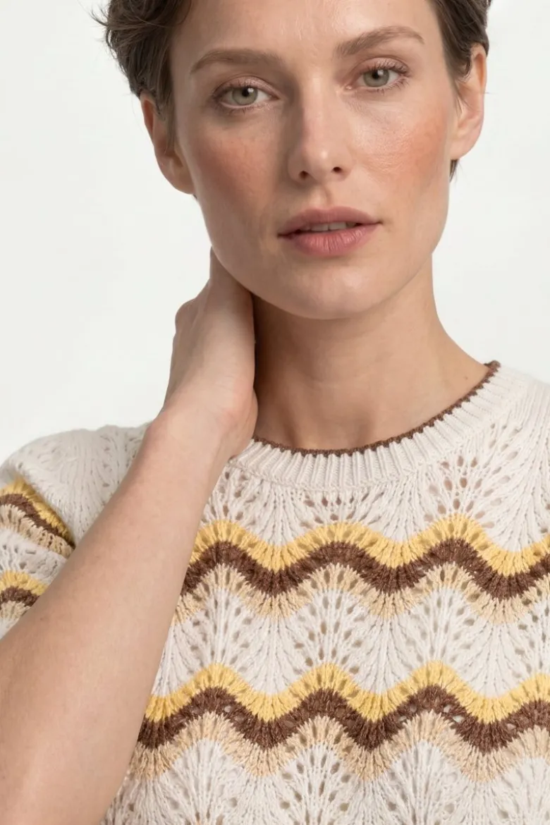 Kurzarm-Pullover mit Wellenmuster