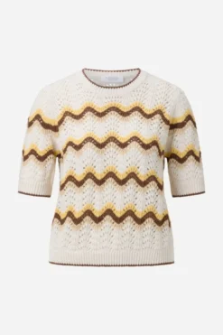 Kurzarm-Pullover mit Wellenmuster