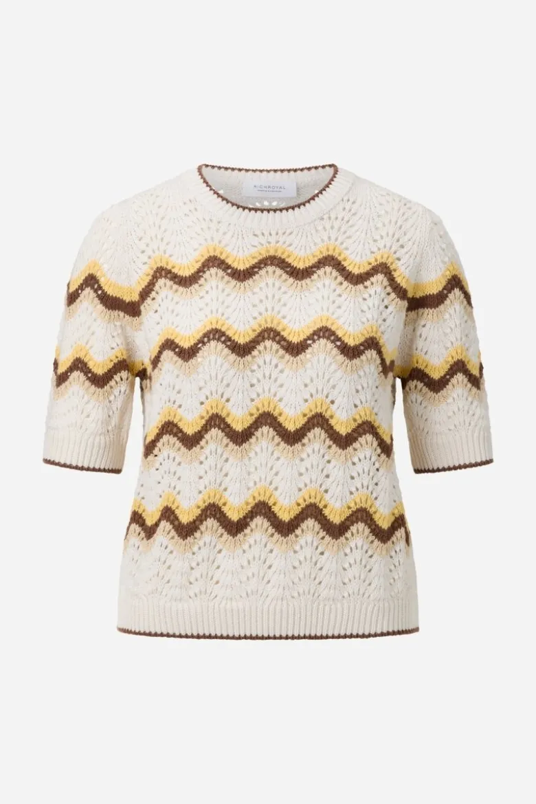 Kurzarm-Pullover mit Wellenmuster