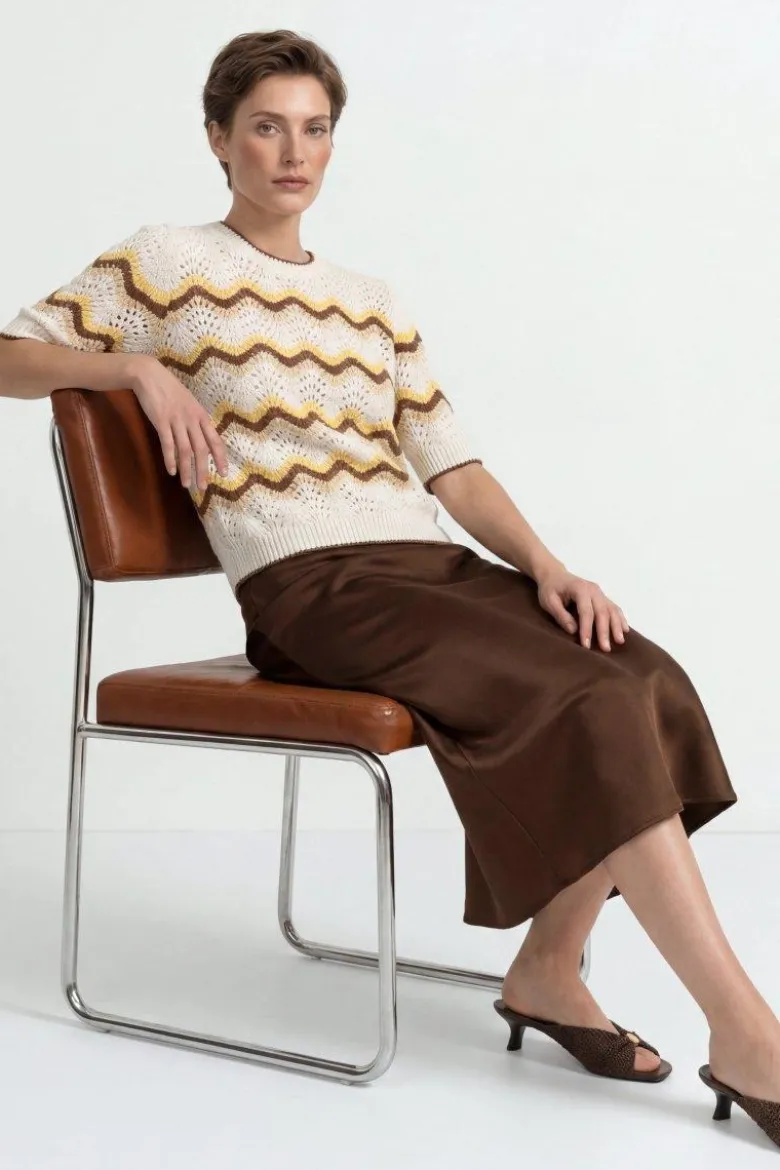 Kurzarm-Pullover mit Wellenmuster