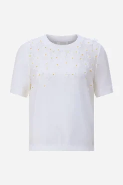 Kurzarmshirt mit Blütenapplikationen