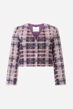 Kurzblazer aus Karo-Tweed