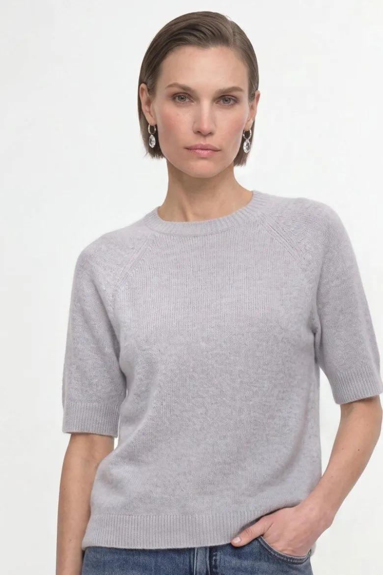 Kurzärmeliger Feinstrickpullover