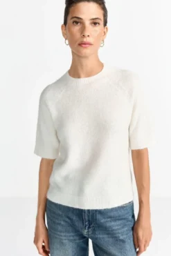 Kurzärmeliger Feinstrickpullover