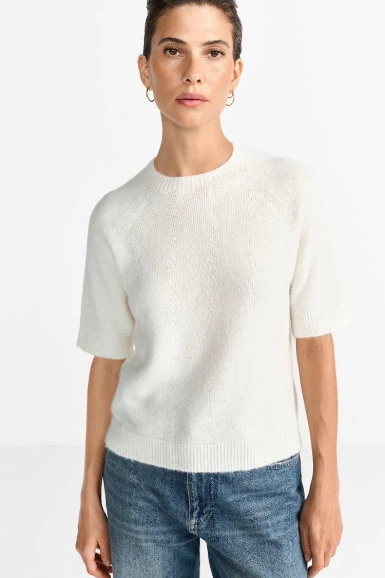 Kurzärmeliger Feinstrickpullover