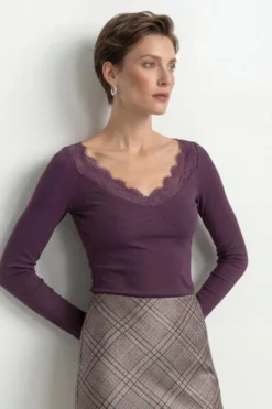 Longsleeve mit Eyelash-Spitze