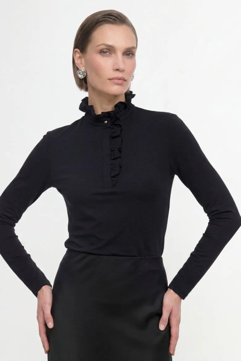 Longsleeve mit Rüschenkragen