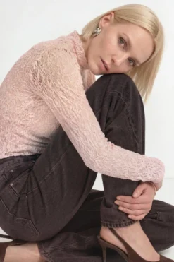 Longsleeve mit Spitzenmuster