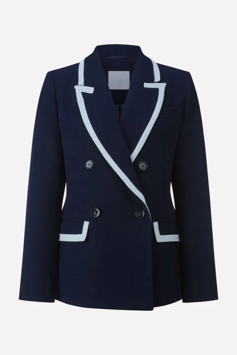 Marineblauer Blazer mit Kontrastpaspel