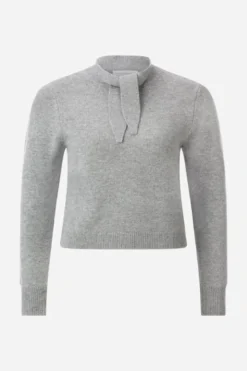 Merino-Kaschmir-Pullover mit Schleifenkragen