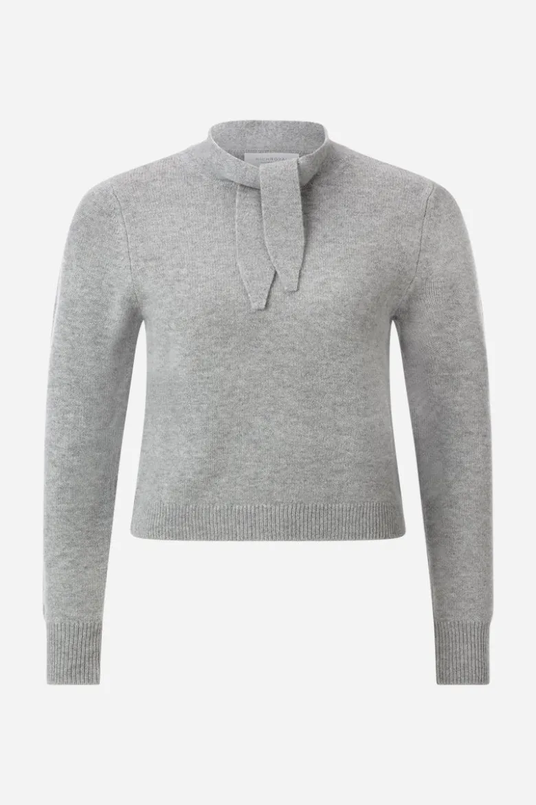 Merino-Kaschmir-Pullover mit Schleifenkragen