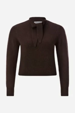 Merino-Kaschmir-Pullover mit Schleifenkragen