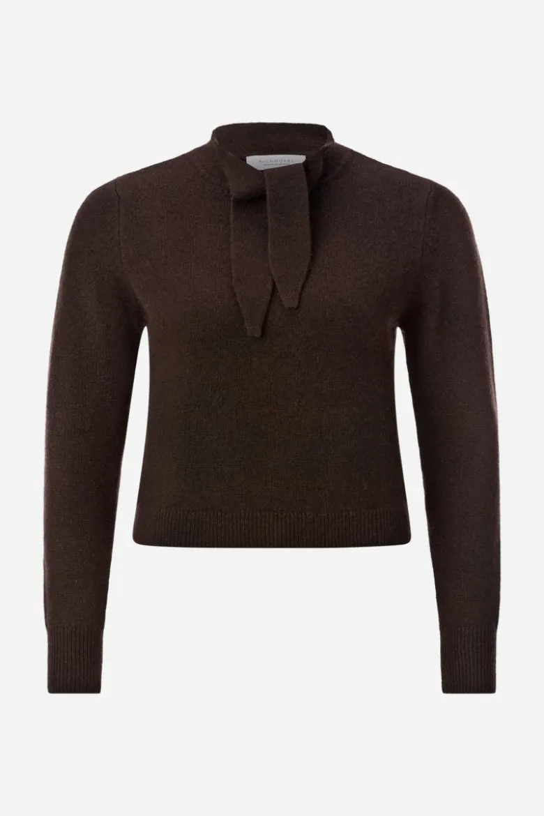 Merino-Kaschmir-Pullover mit Schleifenkragen