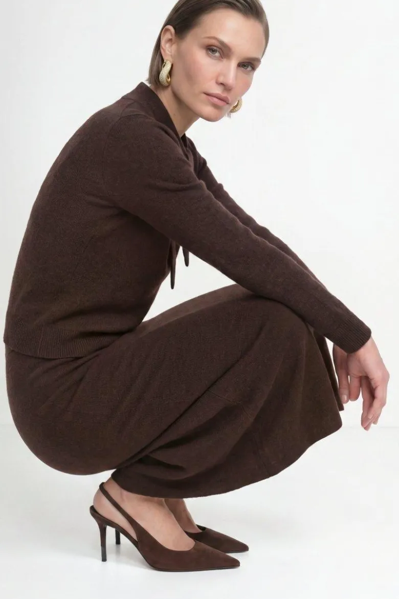 Merino-Kaschmir-Pullover mit Schleifenkragen