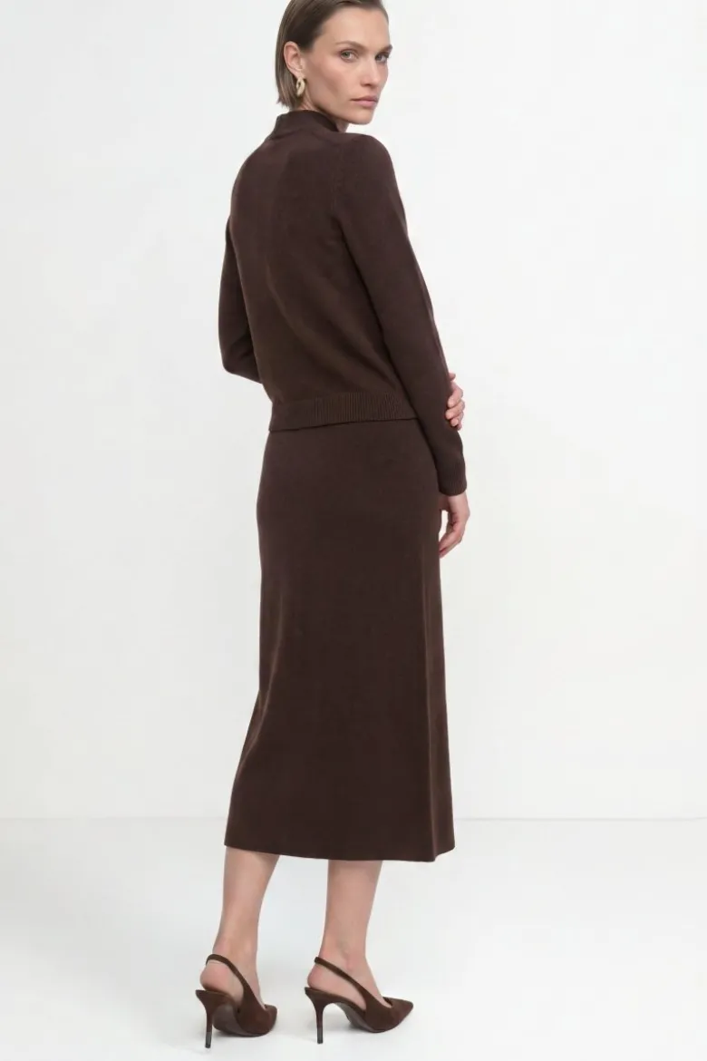 Merino-Kaschmir-Pullover mit Schleifenkragen