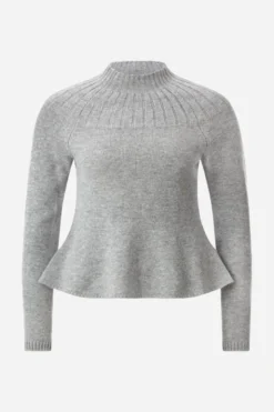 Merinopullover mit Peplum-Saum