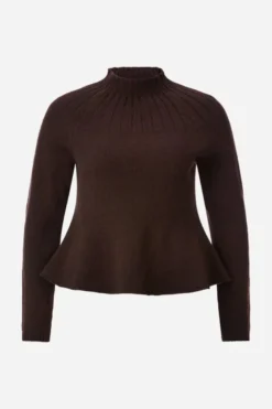 Merinopullover mit Peplum-Saum