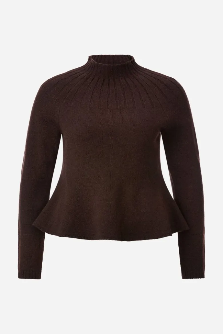 Merinopullover mit Peplum-Saum