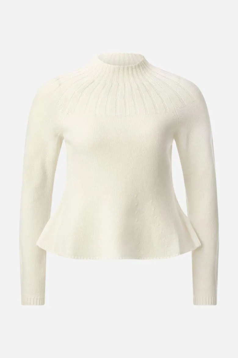 Merinopullover mit Peplum-Saum
