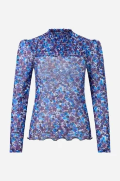 Mesh-Longsleeve mit Smokdetails