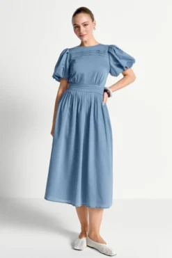 Midikleid mit Ballonärmeln