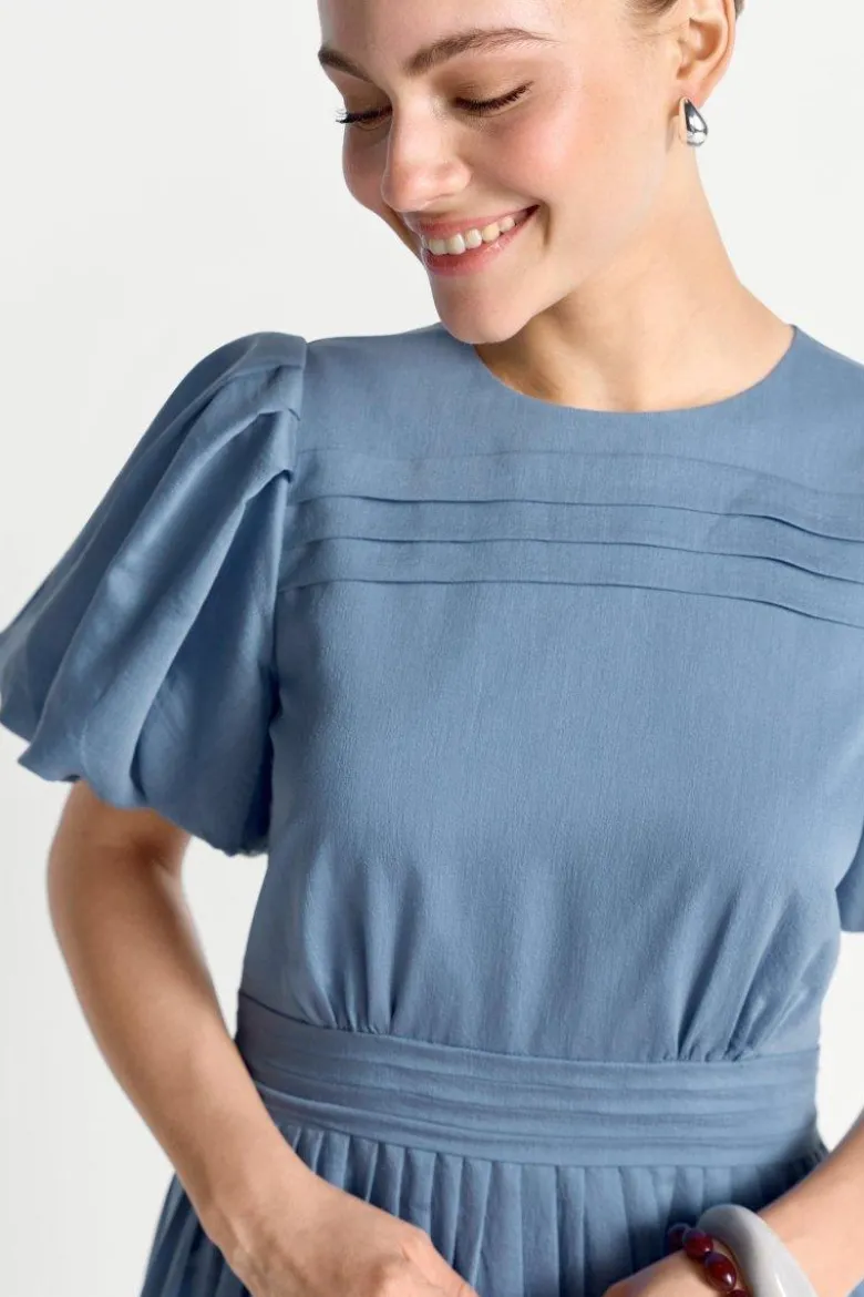 Midikleid mit Ballonärmeln