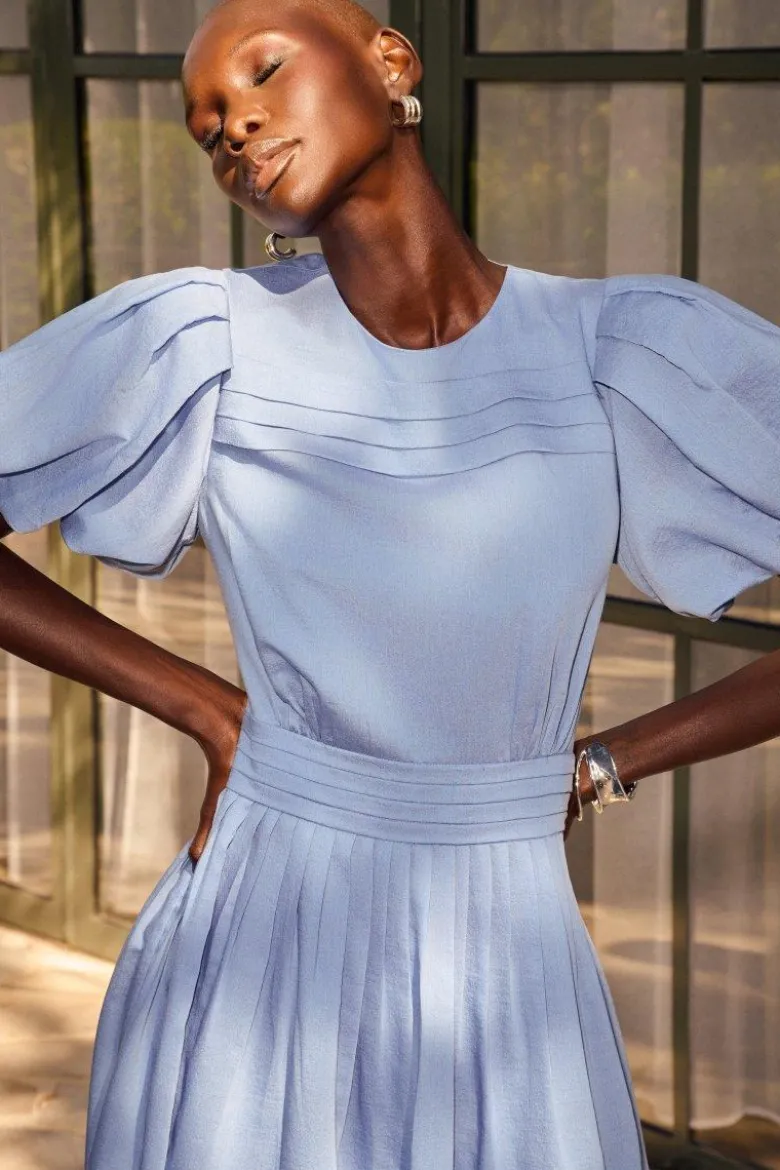 Midikleid mit Ballonärmeln