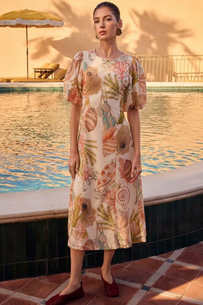 Midikleid mit Muschelprint