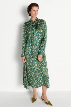 Midikleid mit Schluppe und Blumenprint